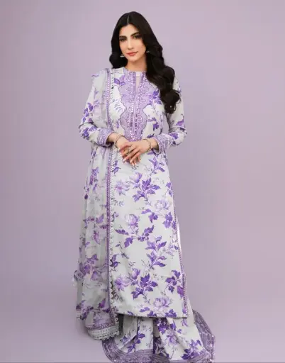 Aneelas Unstitch Printed lawn embroidery dress 3 piece 518
